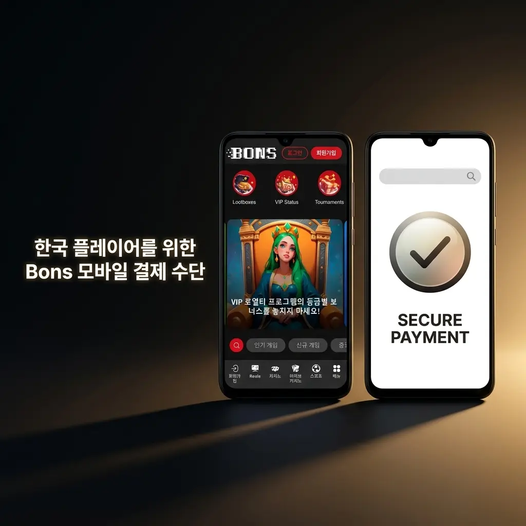 Bons 모바일 한국 결제 수단: 암호화폐 25종 및 Visa, Skrill 등 카드·전자지갑 8종 지원